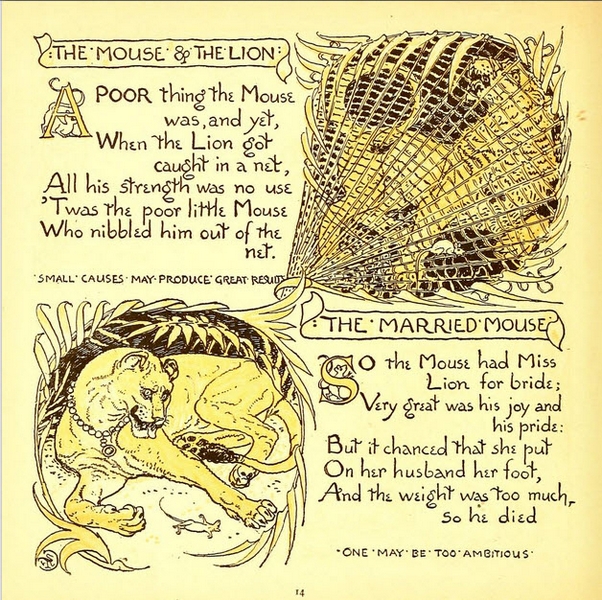 Walter Crane - Baby's Own Aesop  - The Mouse and the Lion