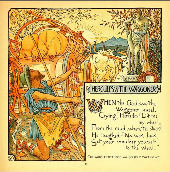 Walter Crane - Baby's Own Aesop - Hercules and the Waggoner