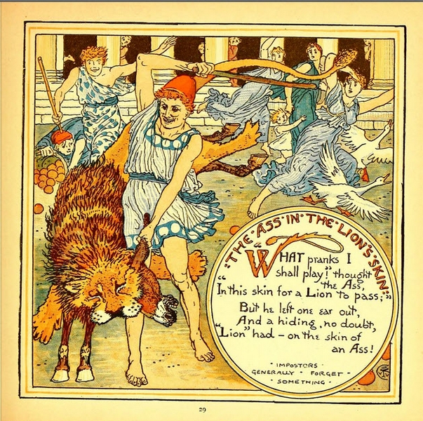 Walter Crane - Baby's Own Aesop - The Ass in the Lion's Skin