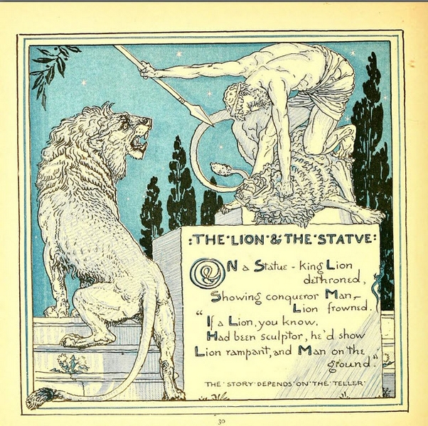 Walter Crane - Baby's Own Aesop - The lion and the Statue