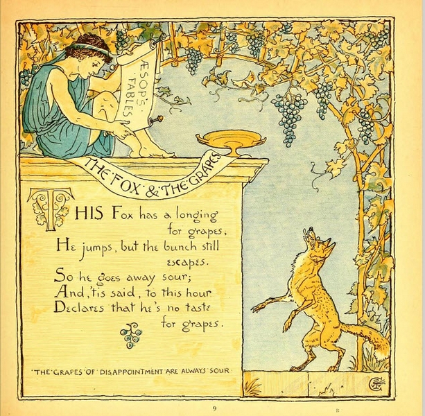 Walter Crane - Baby's Own Aesop  - The Fox and the Grapes