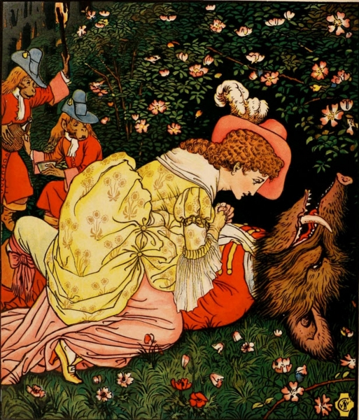 Walter Crane - Belle Tells the Beast that She Loves Him