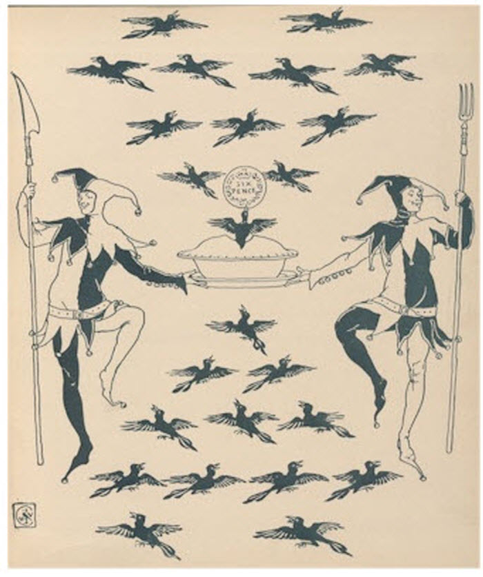 Walter Crane - Song of Six Pence - Blackbirds Flying Out of the Pie