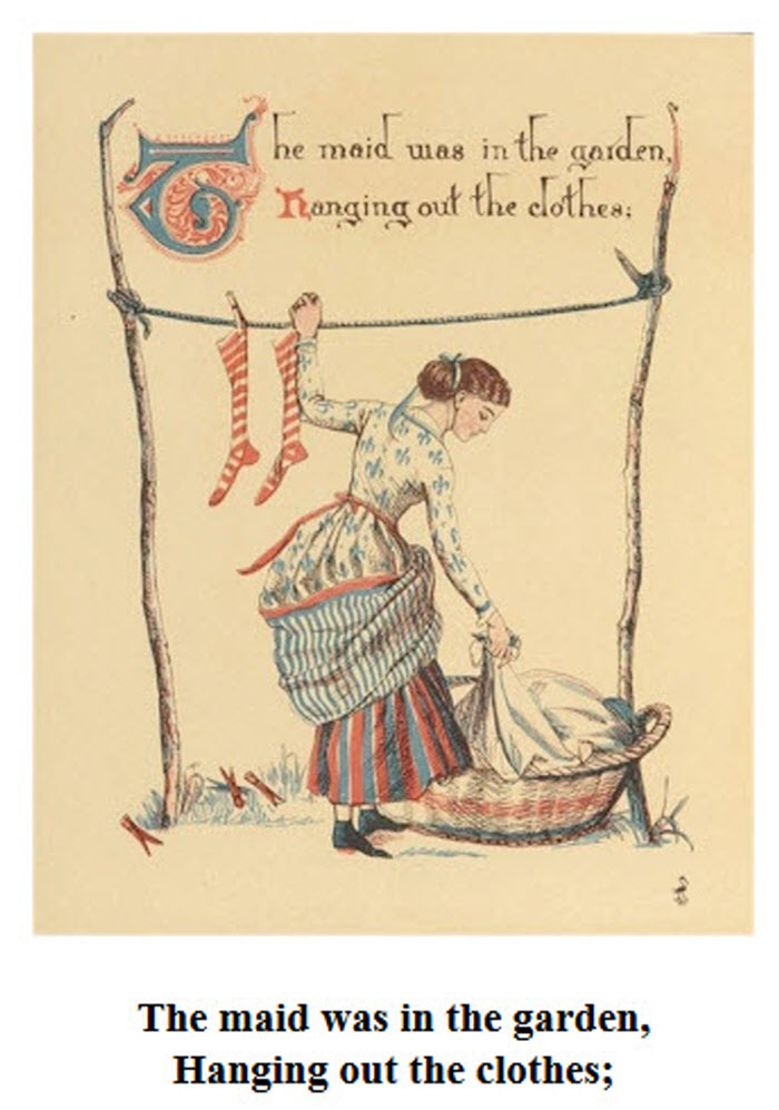Walter Crane - Song of Six Pence - Hanging Out the Laundry